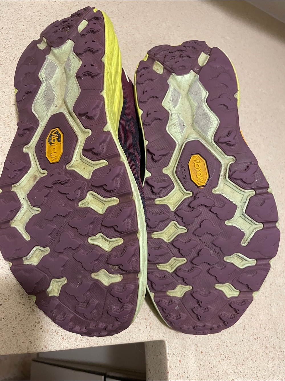 Hoka Black, purple, yellow Running Shoes. One insole missing. - Picture 6 of 6
